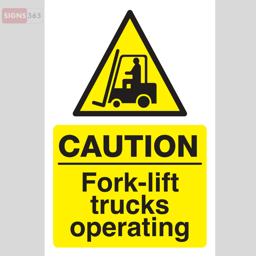 Caution Forklift Trucks Operating Sign – Workplace Safety Warning