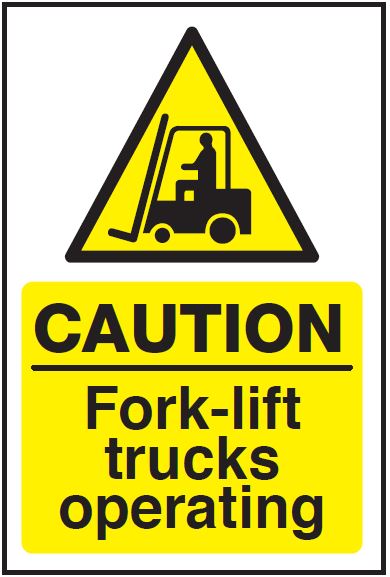 Caution Forklift Trucks Operating Sign – Workplace Safety Warning