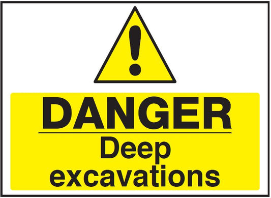 Danger Deep Excavations Sign – Construction Site Hazard Warning