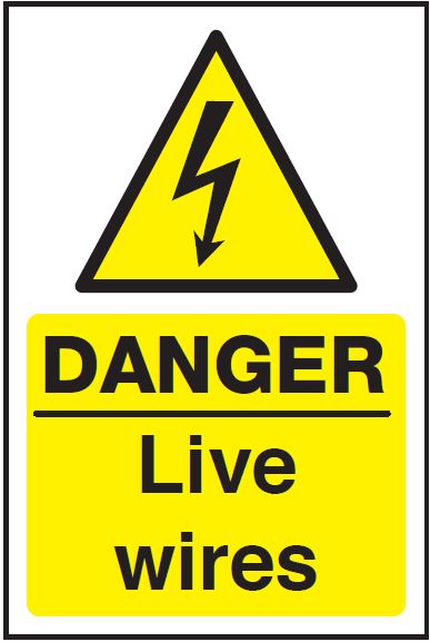 Danger Live Wires Sign – Electrical Hazard Site Warning