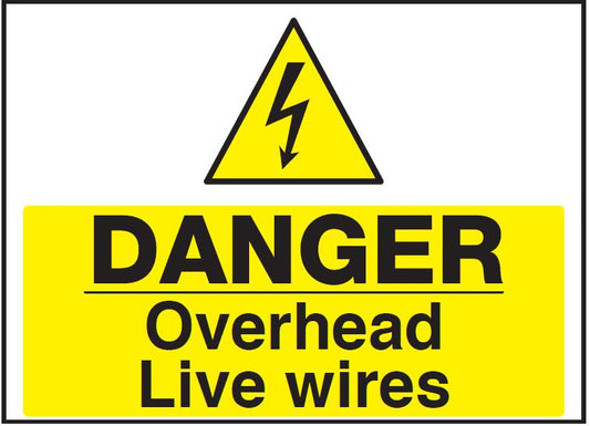 Danger Overhead Live Wires Sign – Electrical Safety Warning