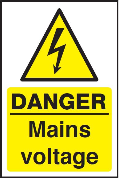 Danger Mains Voltage Sign – Electrical Safety Warning