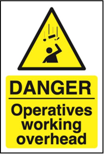 Danger Operatives Working Overhead Sign – Workplace Safety Notice