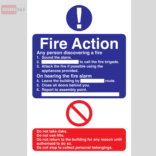 Fire Action – Sound the Alarm Sign