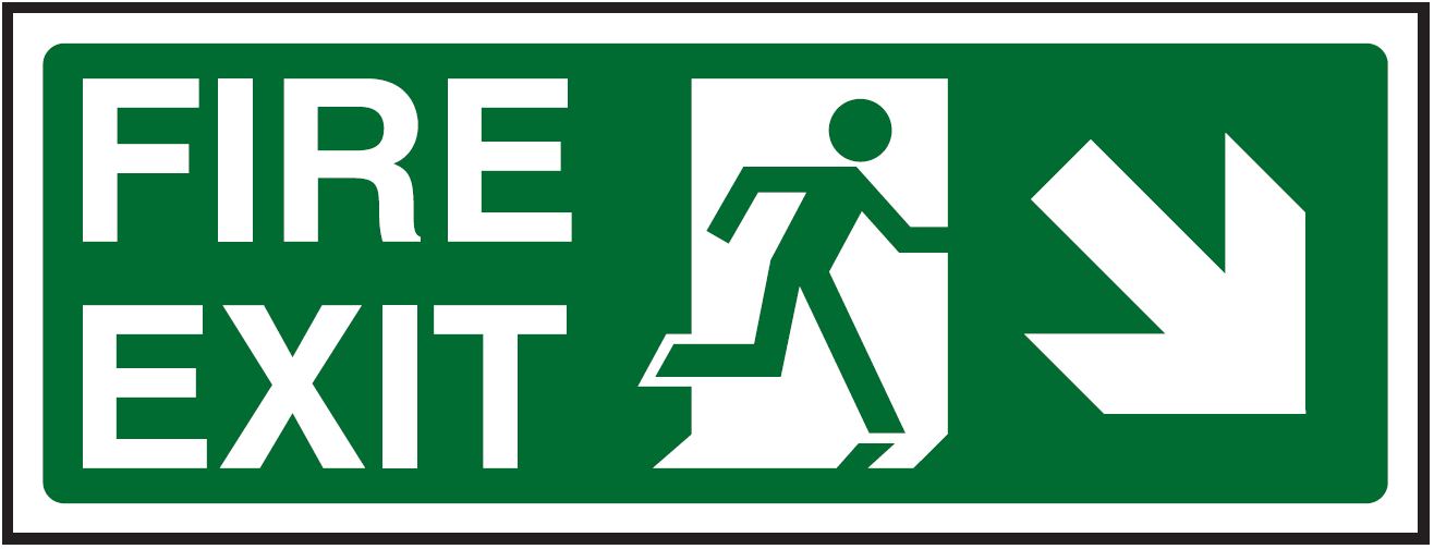 Fire Exit Down Right Sign