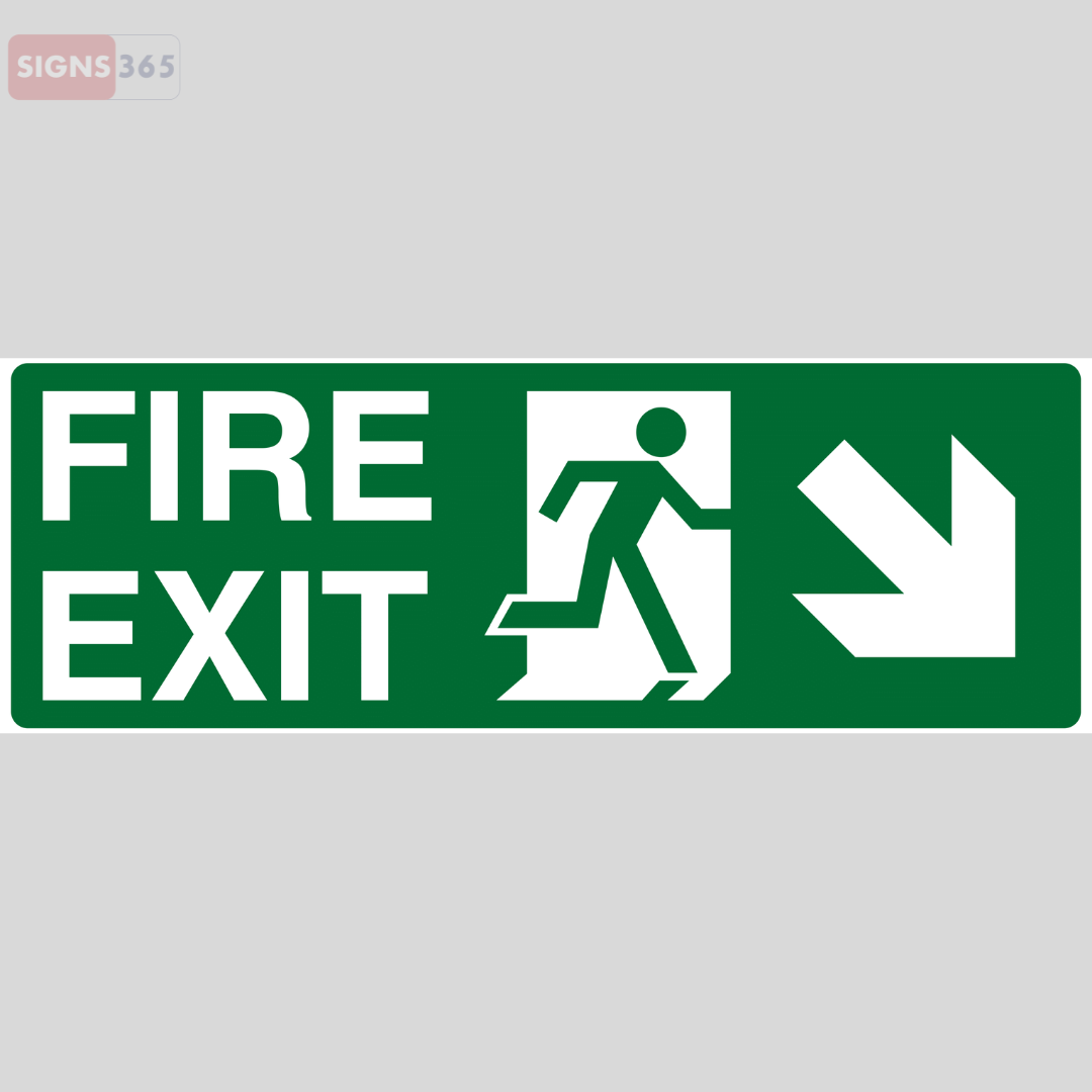 Fire Exit Down Right Sign